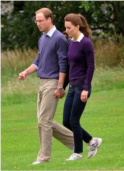Zmrznjena Kate in princ William na sprehodu v puloverjih