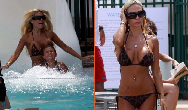 OPS! Prsata Shauna Sand v seksi bikinkah uživala v vodnem parku