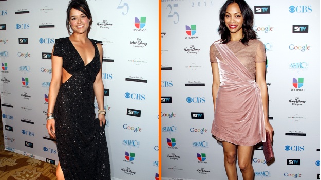 Michelle Rodriguez in Zoe Saldana pozornost pritegnili z dekoltejem in golimi nogami