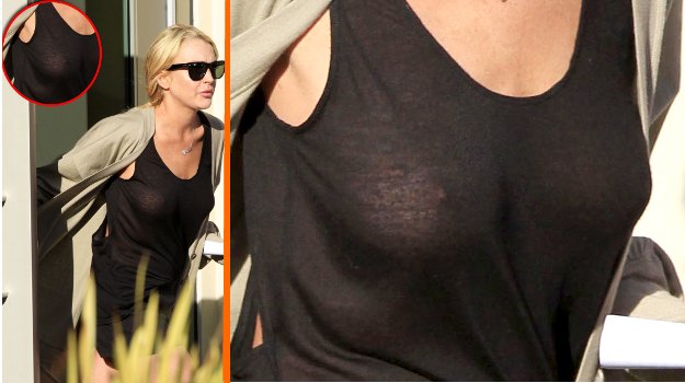 HOT! Lindsay Lohan ne nosi modrčka: Razkrila gole bradavičke