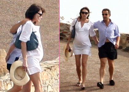 UJETA Noseča Carla Bruni in Sarkozy uživata na počitnicah