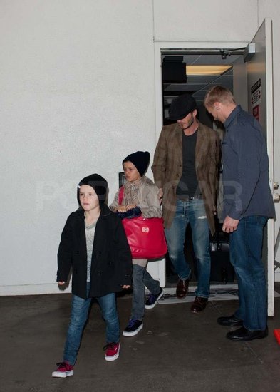 David Beckham s sinovi pristal v Los Angelesu