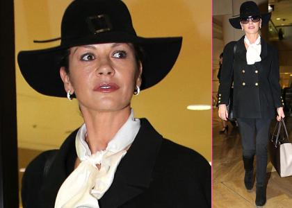 Modna diva Catherine Zeta-Jones prispela v Los Angeles