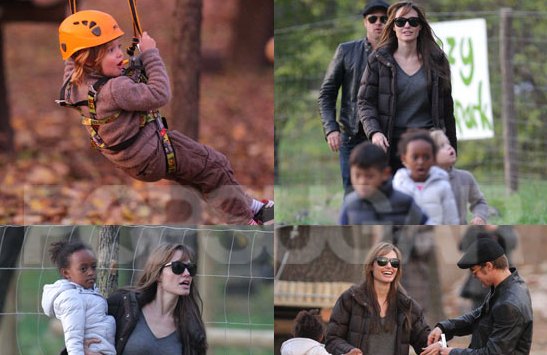 FOTO Angelina in Brad z otroci uživala v razigranih norčijah