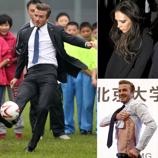 David Beckham na Kitajskem razkazoval svoje mišice in tetovažo