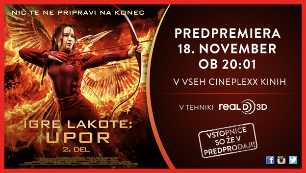 Predpremiere Igre lakote: Upor 2. del, kmalu že po vsej Sloveniji