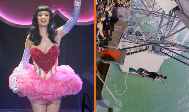 FOTO Prestrašena Katy Perry tvegala in skočila z bungee jumpingom