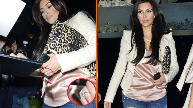 Kim Kardashian nosi kopijo svojega zaročnega prstana
