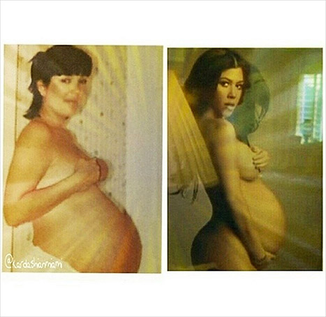 Foto! Gola nosečka Kourtney se zgleduje po mami!