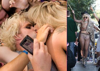 FOTO Na pol gola Lady Gaga vzbujala pozornost v prozornih kopalkah
