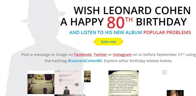 Vau! Leonard Cohen praznuje že 80. rojstni dan!
