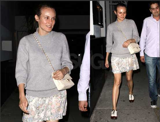 FOTO Diane Kruger na večerjo v razvlečenem puloverju