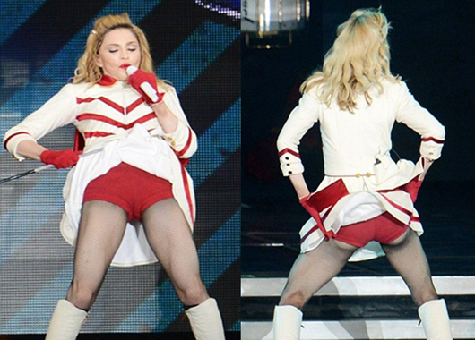 UPS! Madonna na koncertu migala s češpljo in ritko!