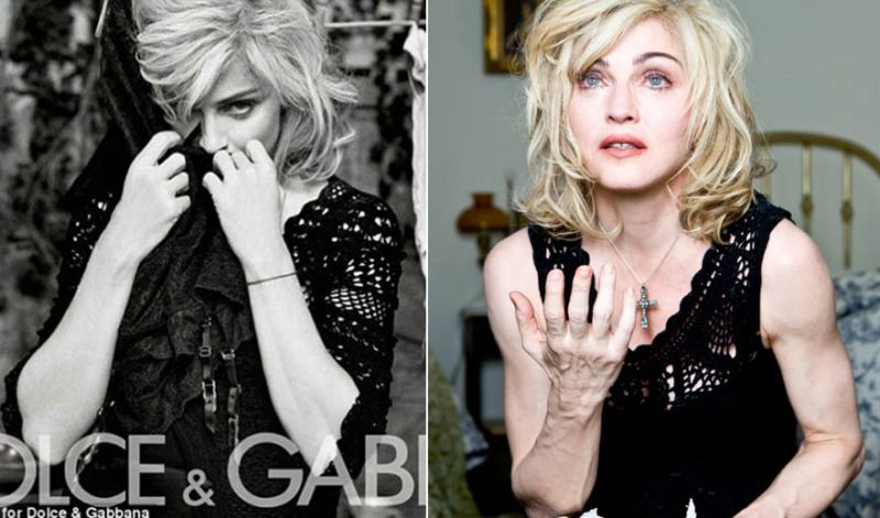 ŠOKANTNO Zgubana in žilasta Madonna brez photoshopa