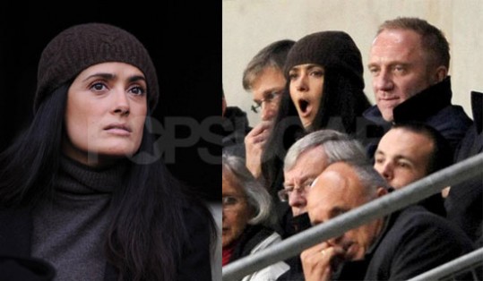 Salma Hayek z bivšim na tekmi