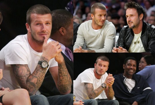 David Beckham na tekmi Lakersov