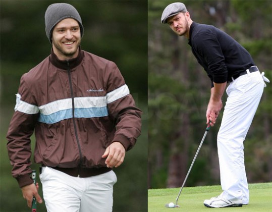 Justin teče in igra golf