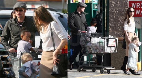 Angelina in Brad nakupujeta z dekleti