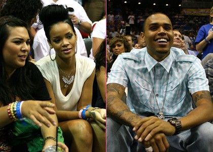 Rihanna in Chris na košarkaški tekmi