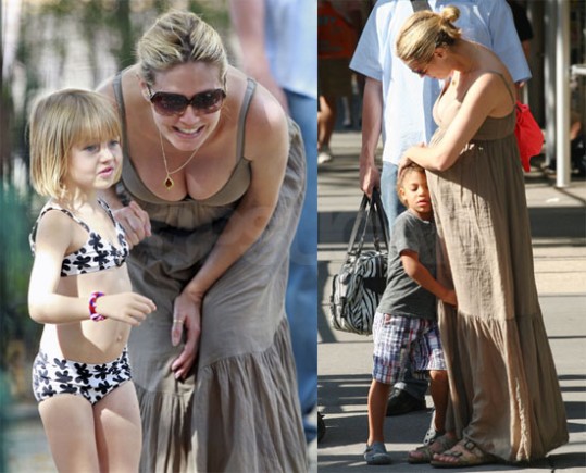 FOTO: Noseča Heidi Klum z otroki v parku
