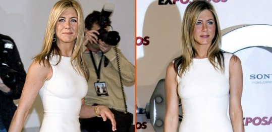 FOTO Jennifer Aniston na premiero v beli obleki in brez modrčka