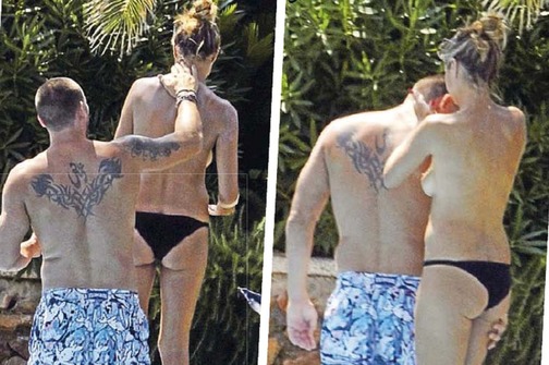 Ujeta! Heidi Klum zgoraj brez s kremo mazala svojega novega moškega