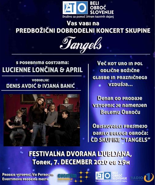 Dobrodelni Tangels vabijo na predbožični koncert