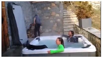 VIDEO! Tina Maze za konec vsa mokra