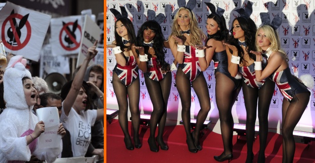 Seksi Playboyeve zajčice razjezile londonske feministke
