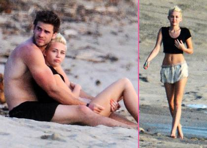 Vroče! Miley Cyrus in Liam Hemsworth: Po dolgem času spet ujeta med crkljanjem na plaži!