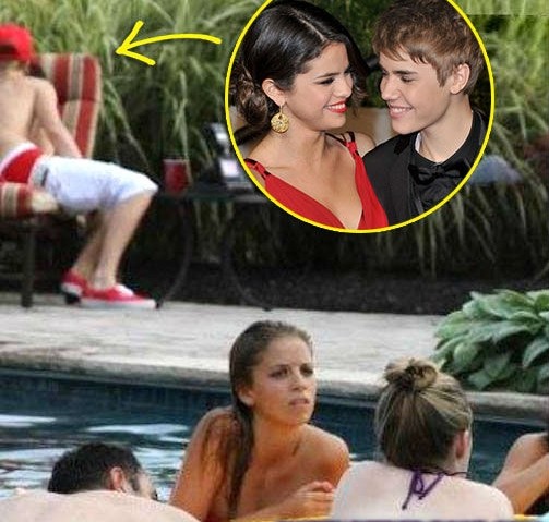 Foto: Justin in Selena sta se mečkala kar ob bazenu!