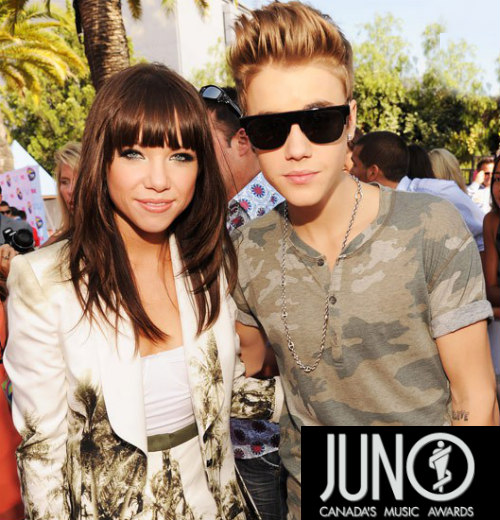 Justin Bieber in Carly Rae Jepsen prejela največ nominacij za nagrade Juno!