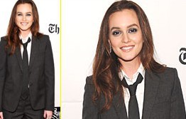 FOTO: Leighton Meester nesramno seksi tudi v moško krojeni obleki!