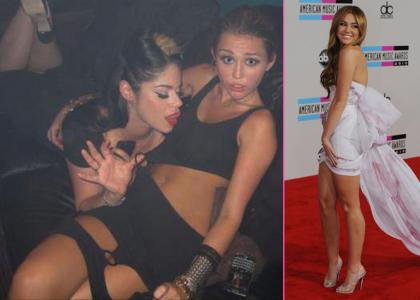 FOTO: Še ena ukradena fotografija Miley Cyrus, kjer ji prijateljica navidezno liže prsi!
