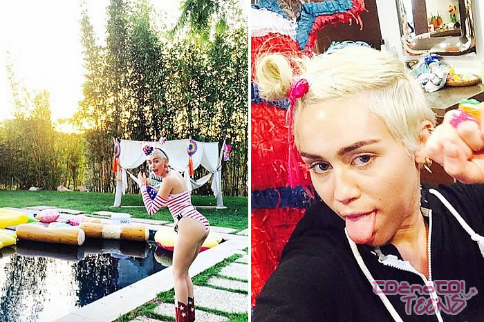 PRAZNOVANJE! Miley posnela serijo selfijev!