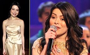 Miranda Cosgrove ob boku Mariah Carey in Andrea Boccelija