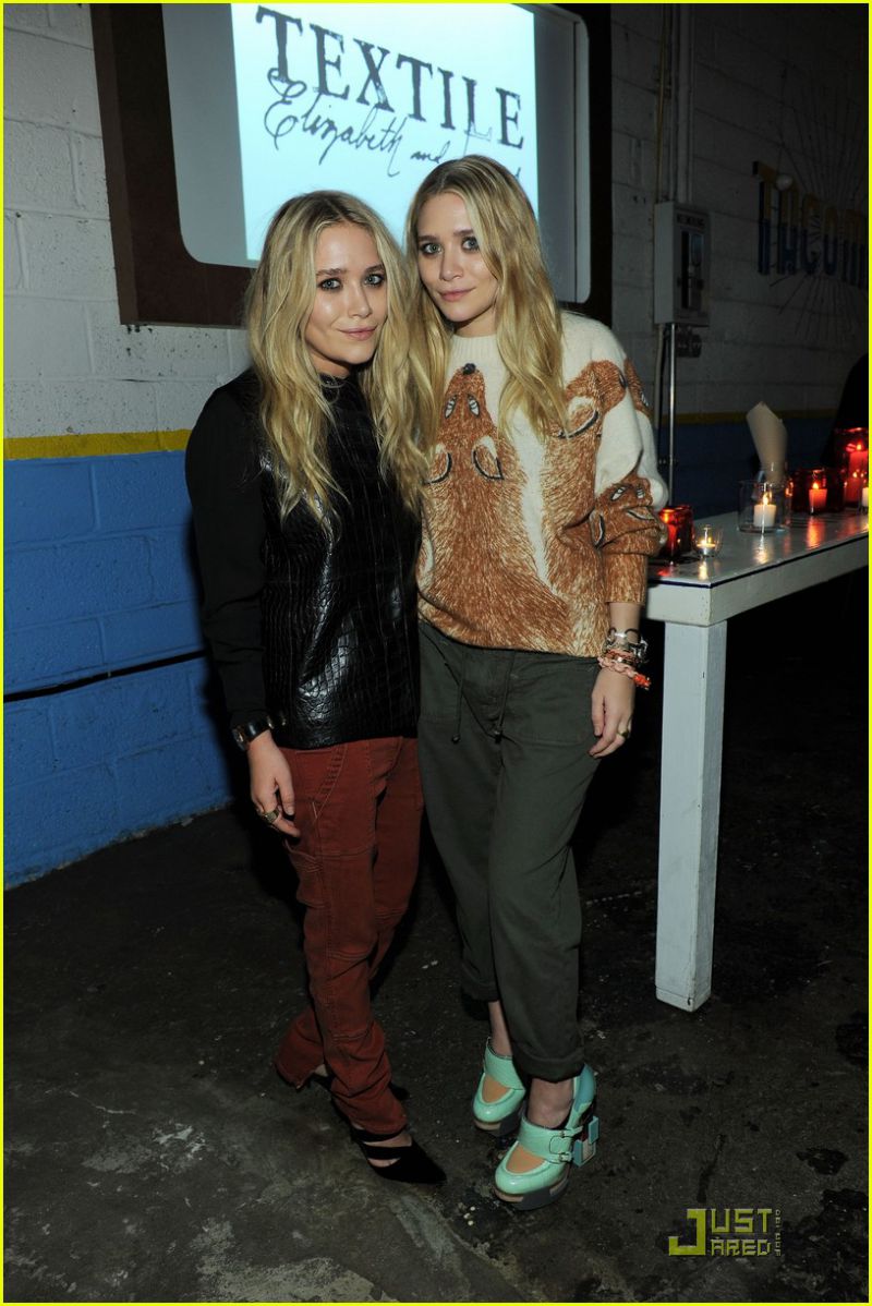 NEW YORK, NY - FEBRUARY 02:  Mary-Kate Olsen and Ashley Olsen attend the TEXTILE Elizabeth and James celebration at Tacombi on February 2, 2011 in New York City.  (Photo by Larry Busacca/WireImage for TEXTILE Elizabeth and James)