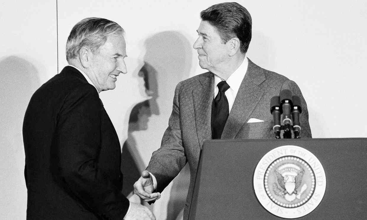 David Rockefeller z ameriškim predsednikom Ronaldom Reaganom