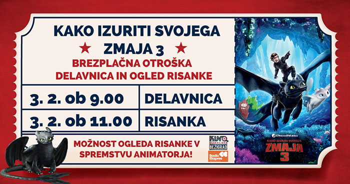 Kako izuriti svojega zmaja 3 v Kinu Bežigrad