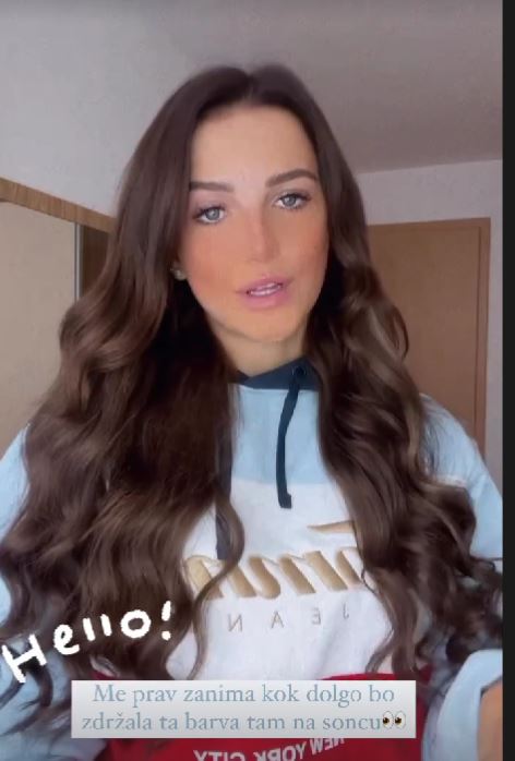 Anja Širovnik z rjavo barvo las. Vir: Instagram