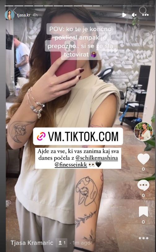 Njena nova tetovaža. Vir: Instagram