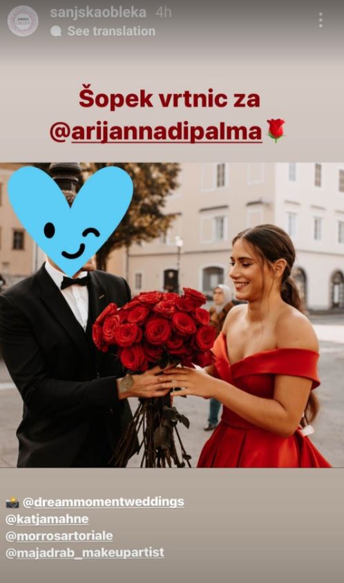 Arijanna je prejela velik šopek vrtnic. Vir: Instagram