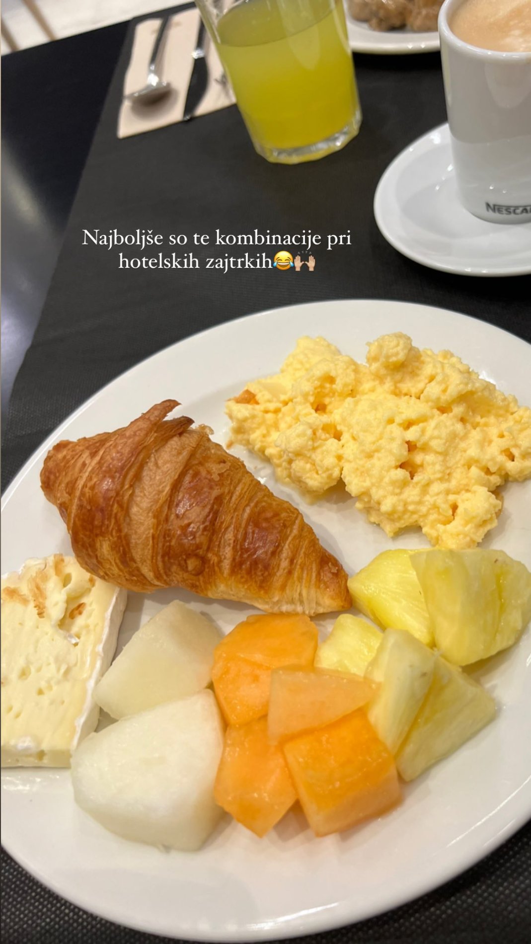 Prvi zajtrk v Barceloni. Vir: Instagram
