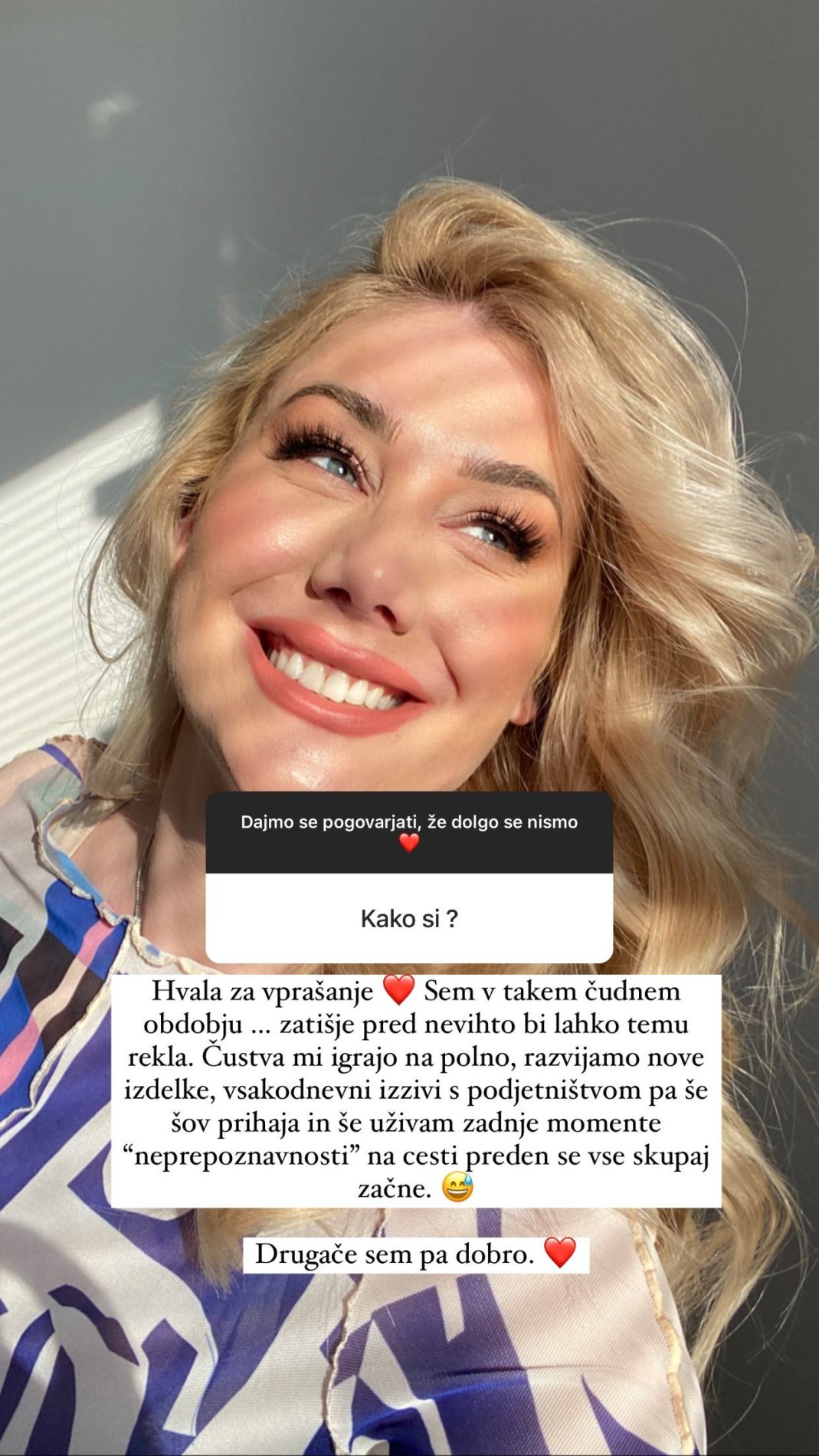 Indira Ekić preživlja turbolentne čase. Vir: Instagram