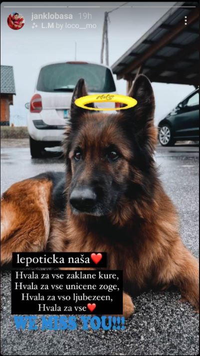 Jan Klobasa se je poslovil od svoje psičke. Vir: Instagram