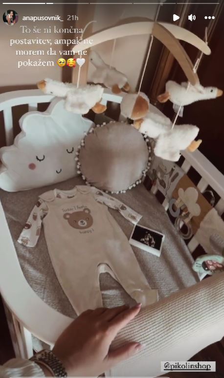 Ana Pusovnik že ureja otroško sobico. Vir: Instagram