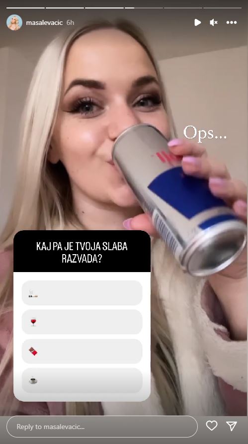 Maša in njena slaba razvada. Vir: Instagram