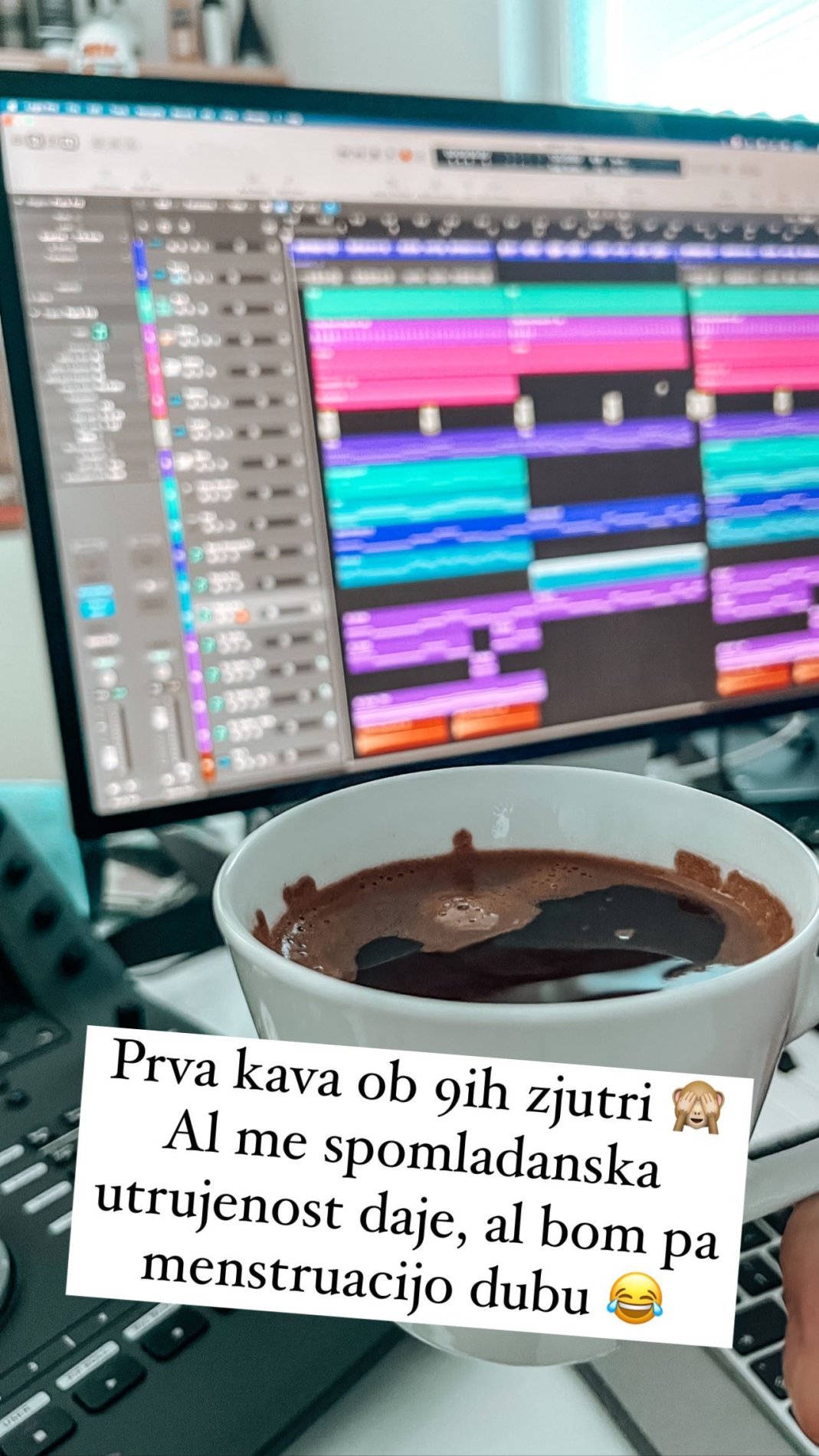 Miha Hercog zjutraj še malo poleži. Vir: Instagram