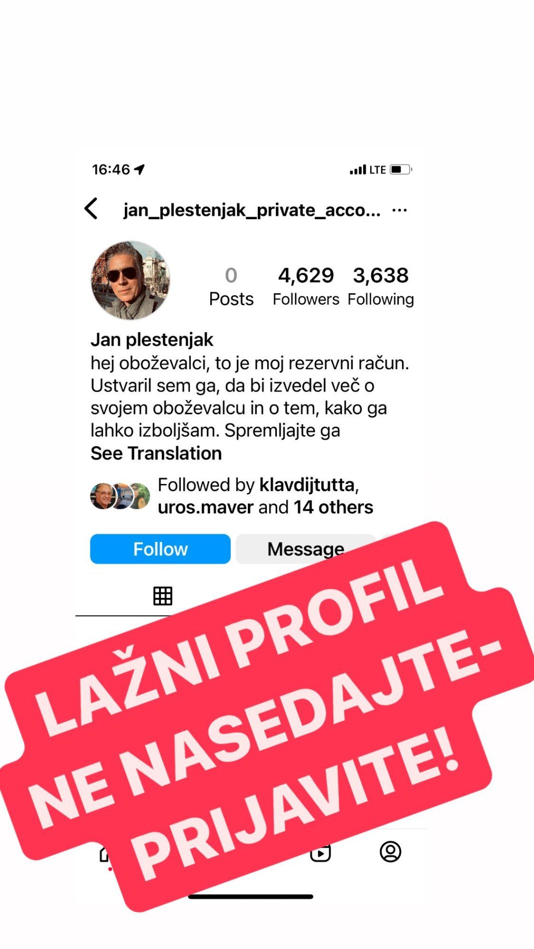 Spet so na udaru slovenski zvezdniki. Vir: Instagram