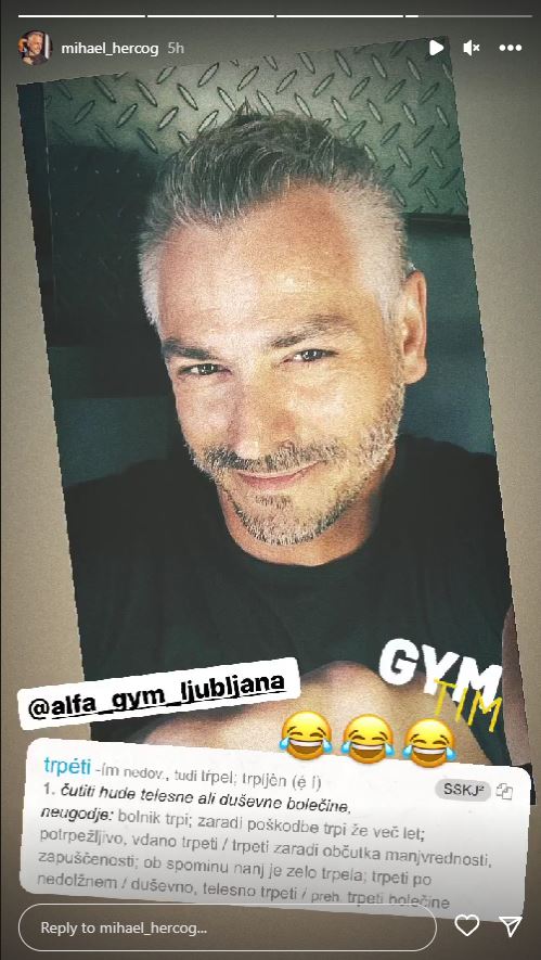 Miha Hercog trpi. Vir: Instagram